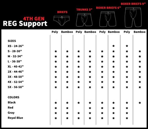 rolex underwear size chart